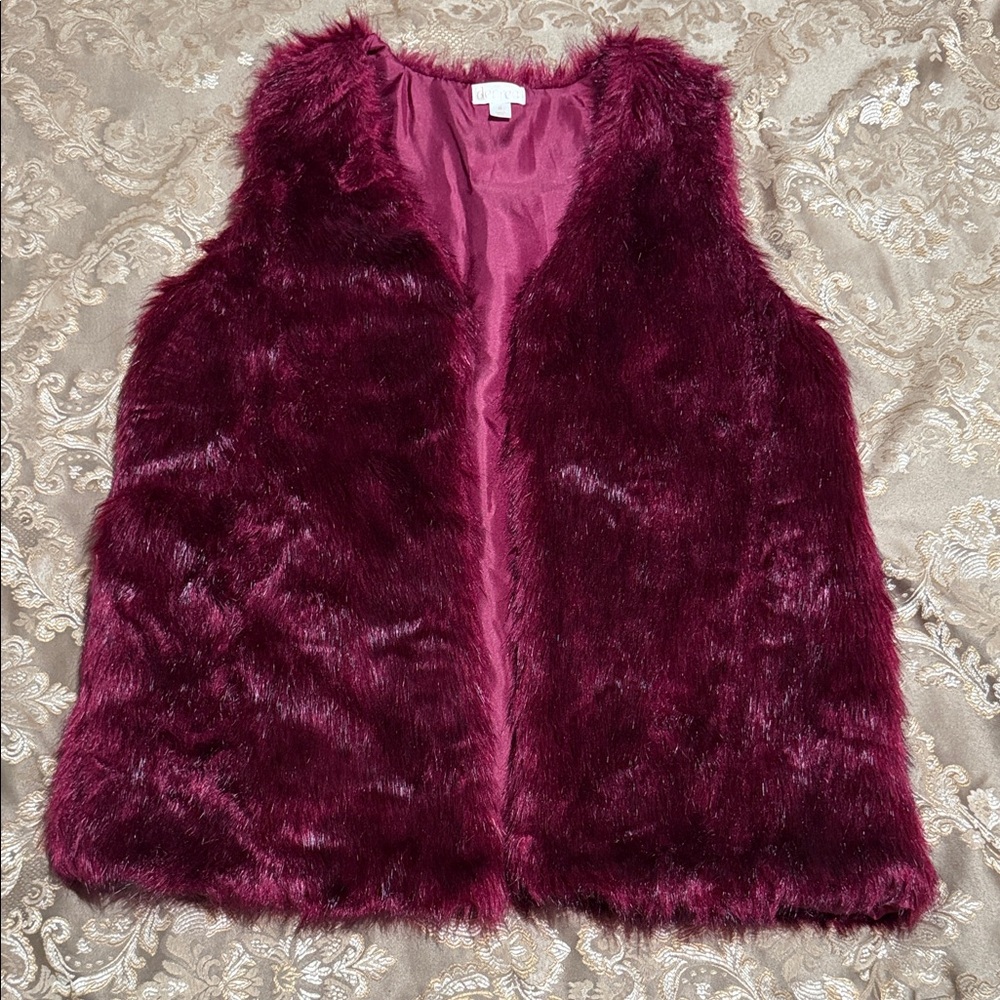 Decree Burgundy Faux Fur Vest